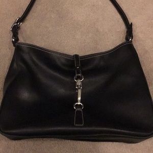 Coach black leather handbag.